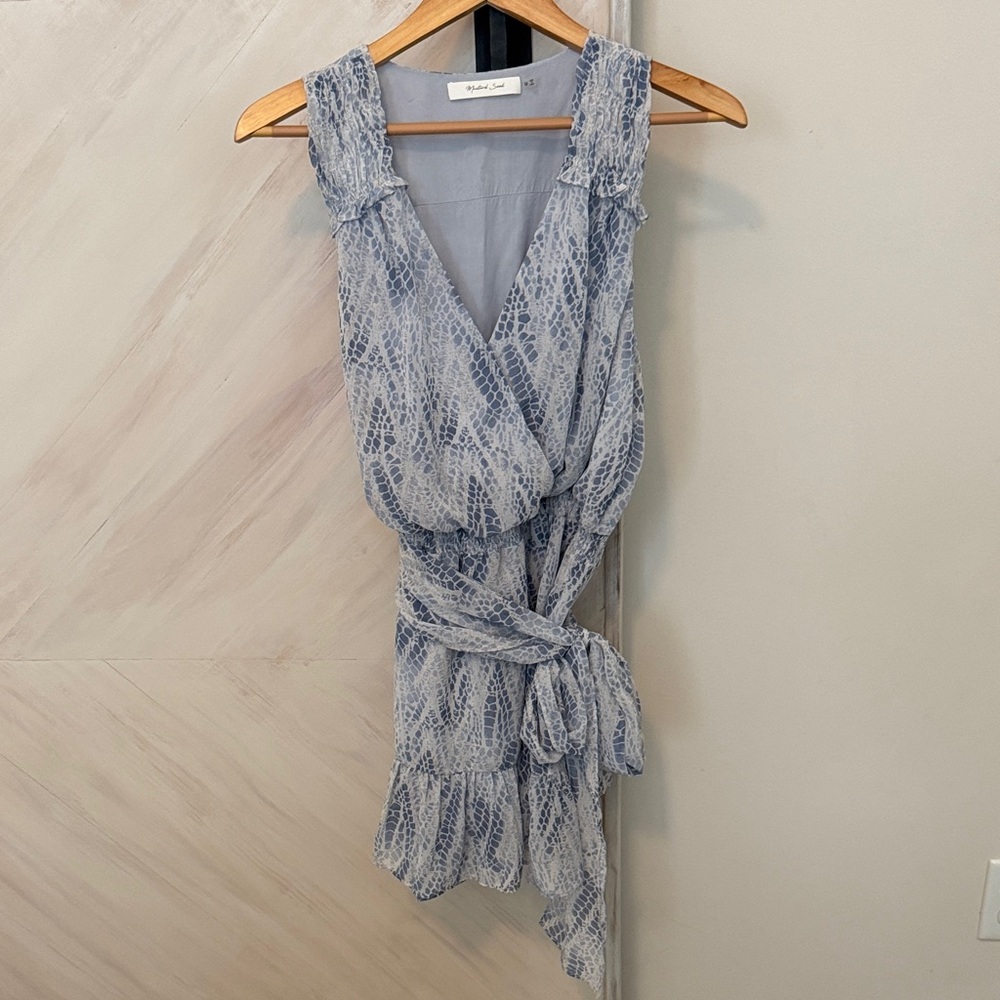 NWOT Mustard See Blue Lace Wrap Dress